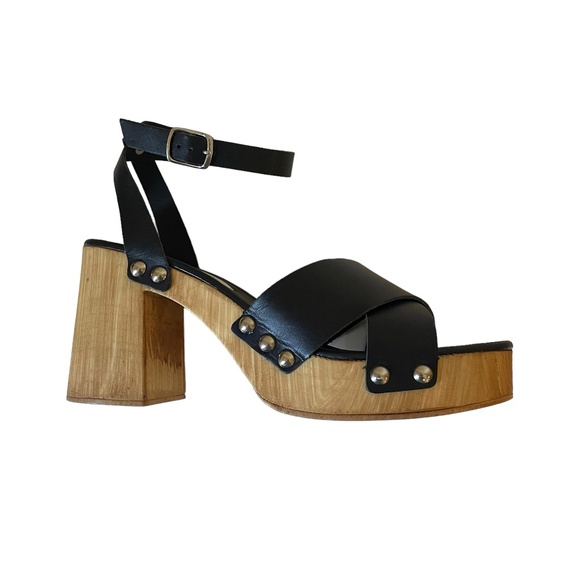 Steve Madden Masha Wood Block‎ Platform Heel Leather Ankle Strap Sandal Size 10 - Picture 3 of 7